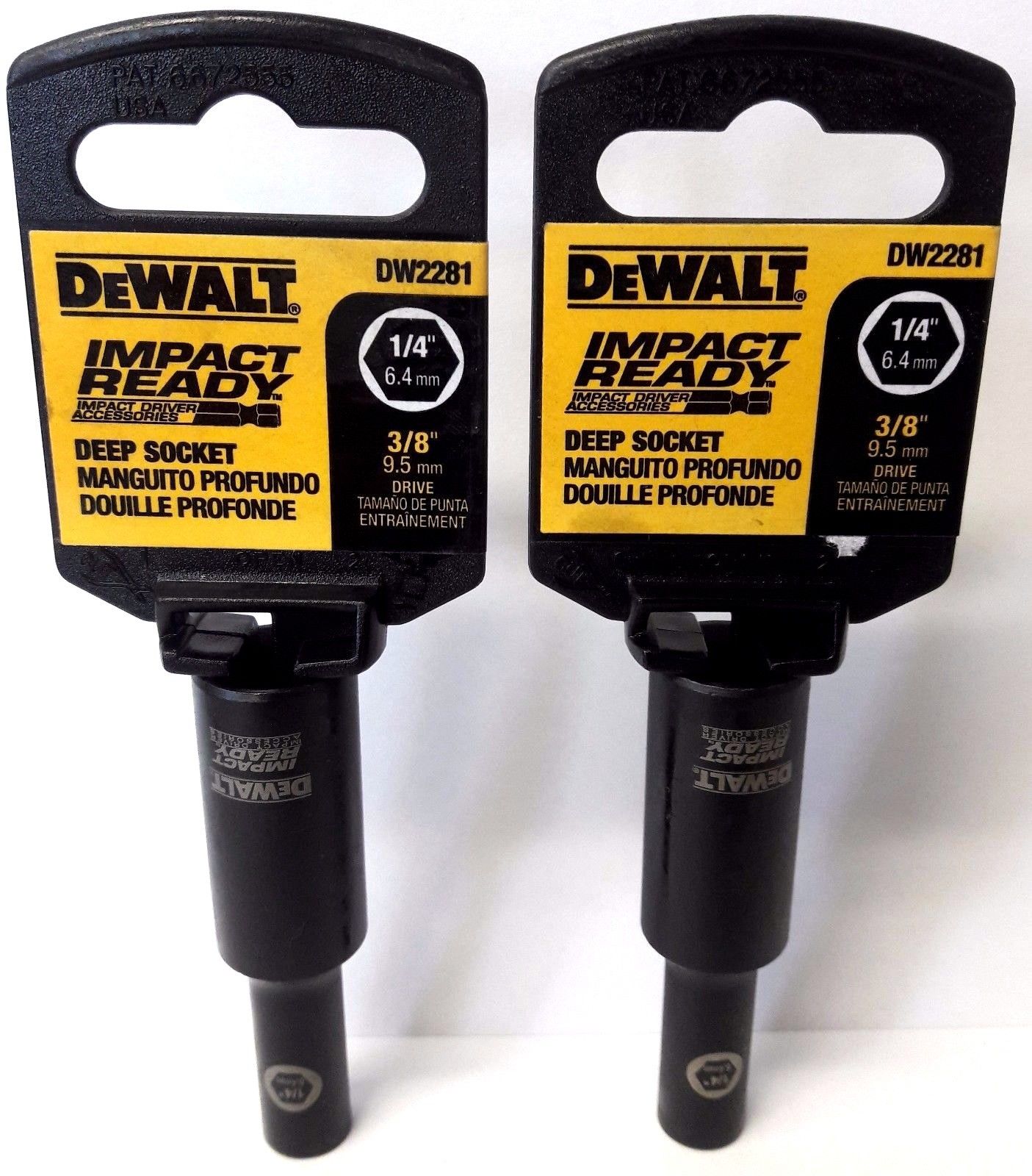 Dewalt DW2281 1/4'' Deep Socket 3/8 Impact Driver Ready Socket 2PCS