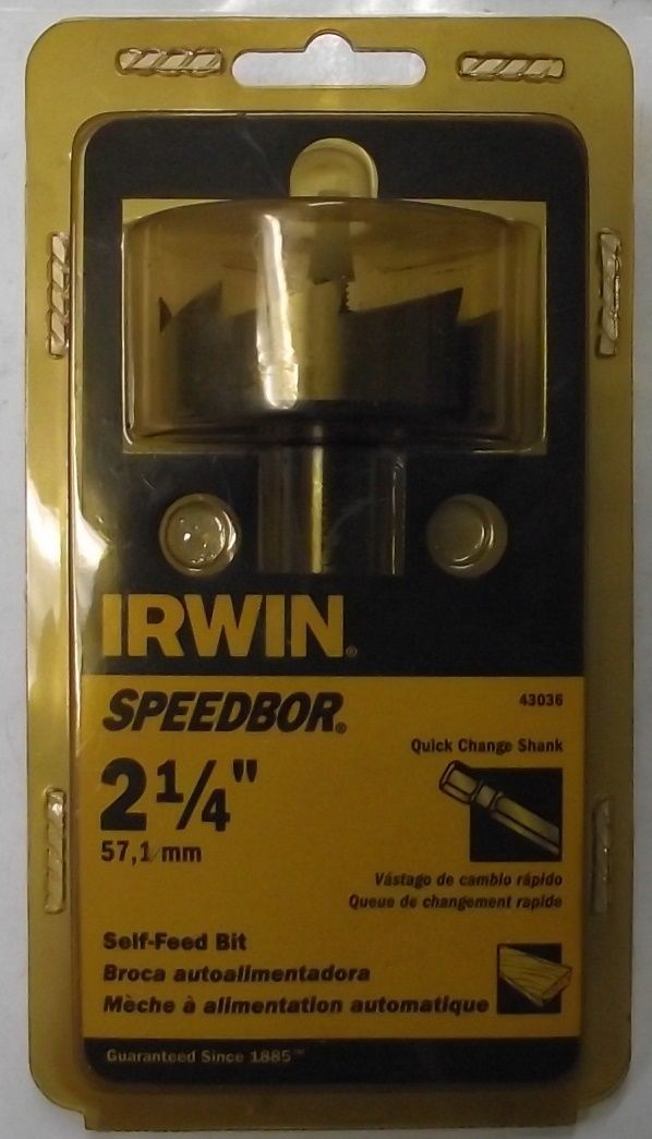 Irwin 43036 2-1/4" Selfeed Bit 7/16" Shank Wood Drill Bit