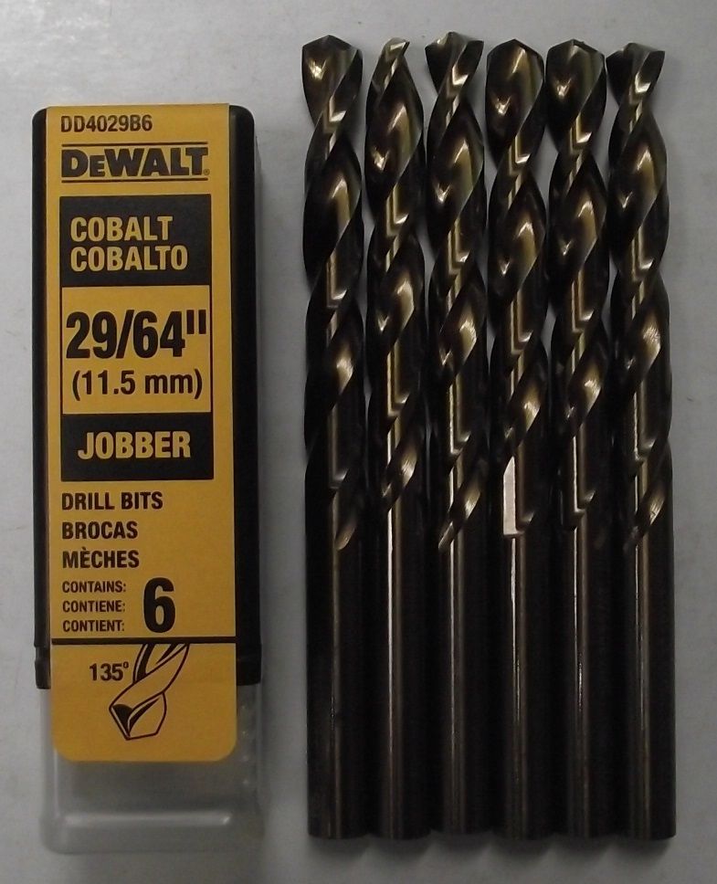 DeWalt DD4029B6 29/64" Cobalt Jobber Drill Bits 6pcs. Germany