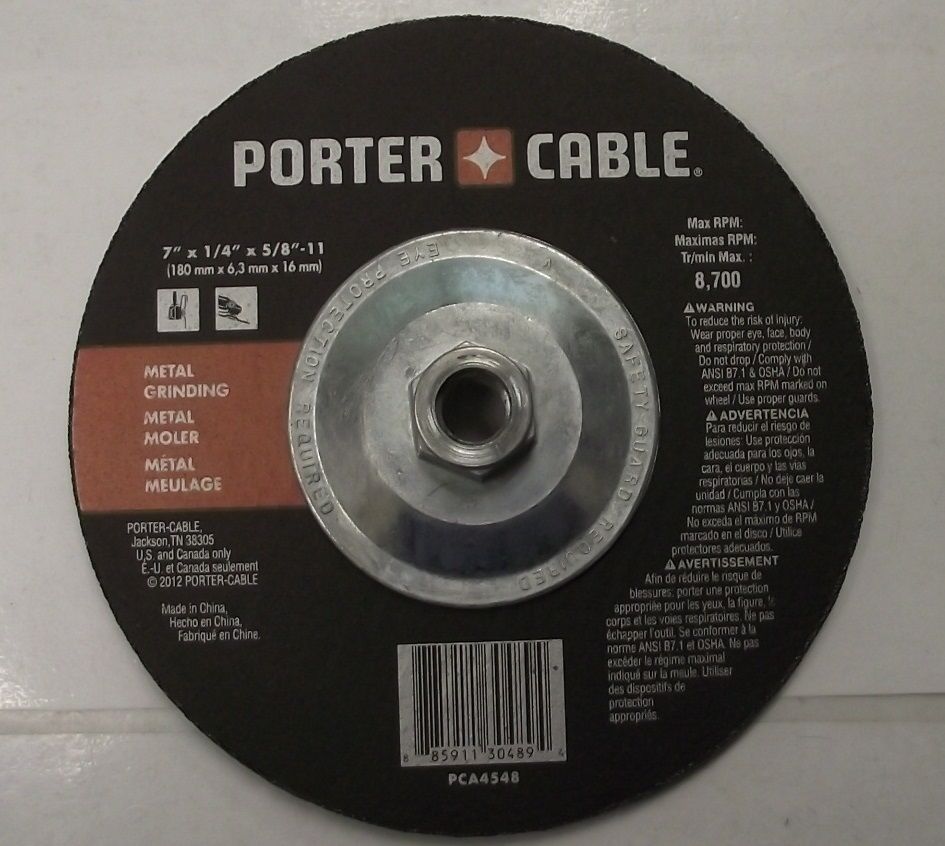 PORTER-CABLE PCA4548 7" x 1/4" x 5/8-11 Metal Grinding Wheel 1pc