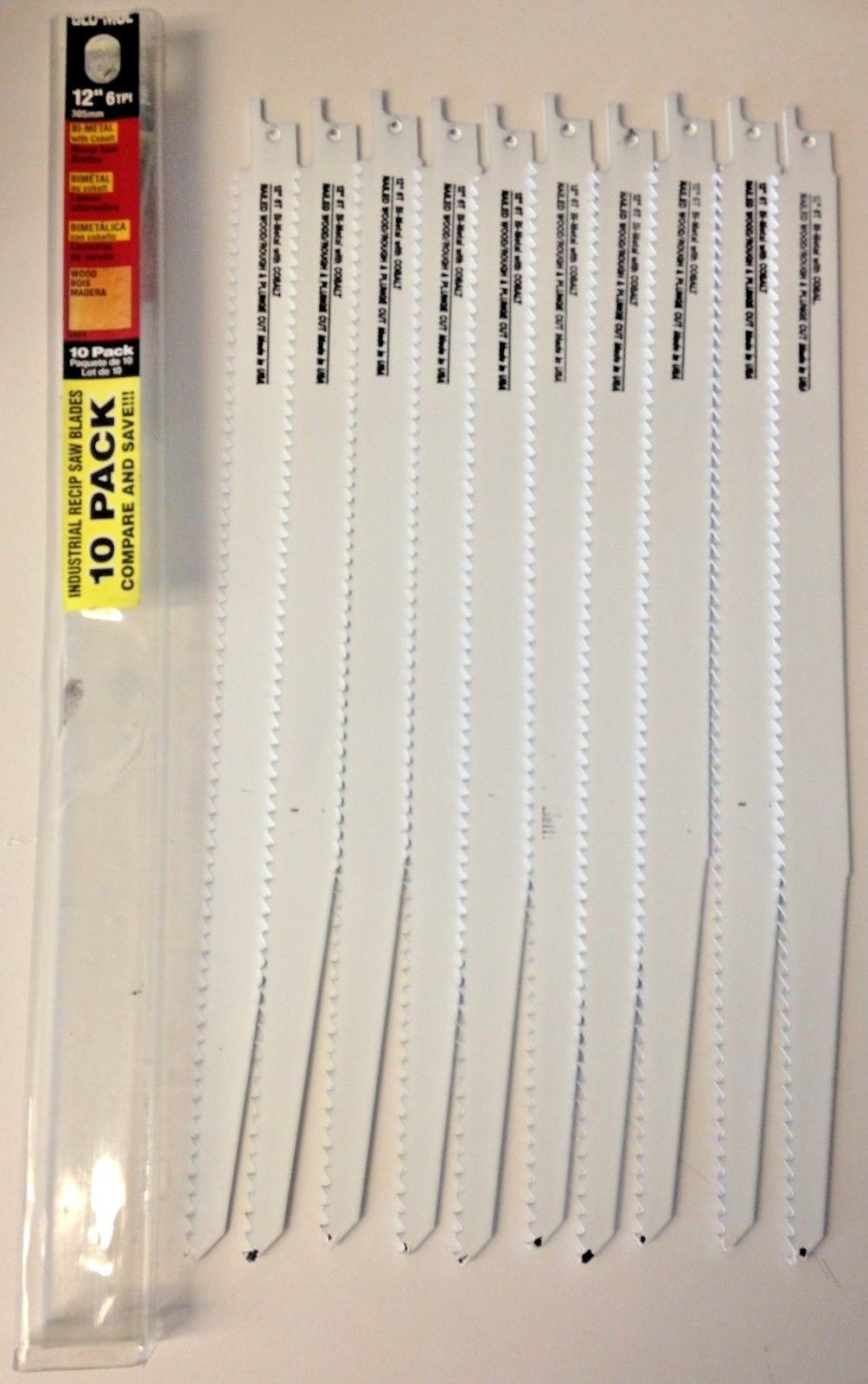 Blu Mol 6483 12" x 6 TPI Reciprocating Saw Blades 10 Pack USA