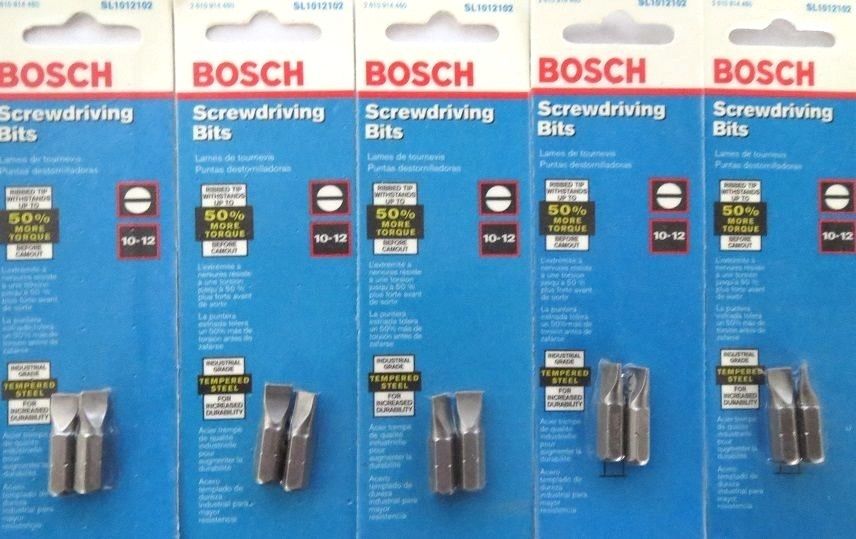 Bosch SL1012102 10-12 Slotted Screw Tips 5 Packs USA