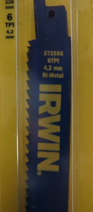 Irwin 372956P5 9" x 6 TPI Bi-Metal Reciprocating Saw Blades Packaged USA