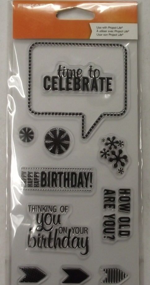 Fiskars 104250-1001 Clear Stamps 4" x 8 Inch Time to Celebrate