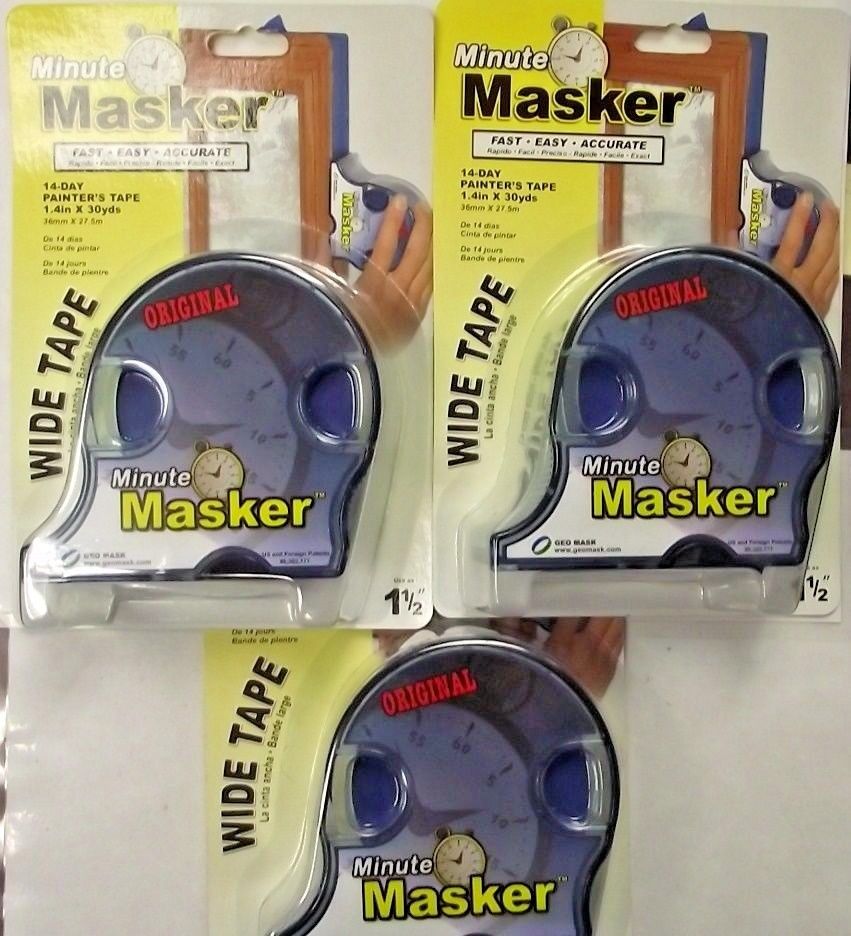 Minute Masker 65752 Blue Painters Tape & Dispenser 1-1/2" x 30yds 3pcs