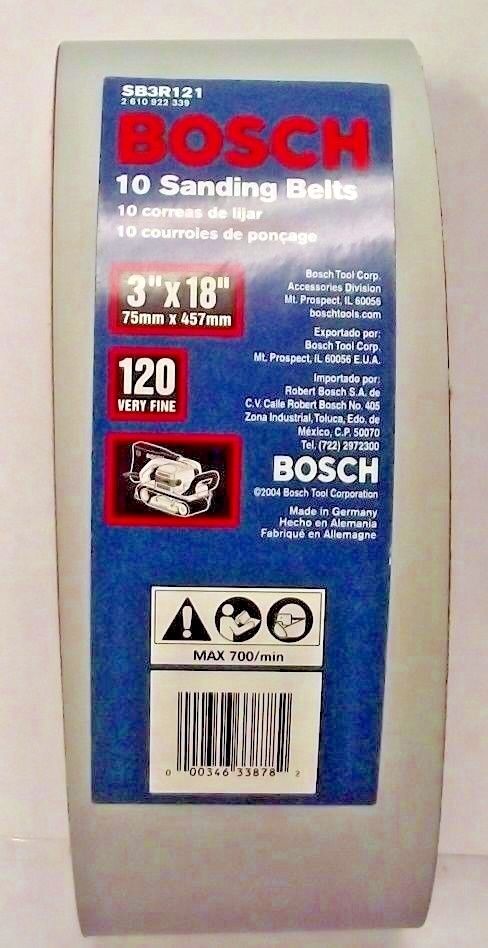 Bosch SB3R121 3" x 18" 120 Grit Sanding Belts 10 Pack
