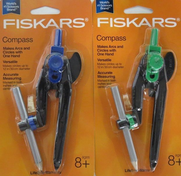 Fiskars 12-95300J Bow Compass Classroom Safety Rubber Tip 2 Packs