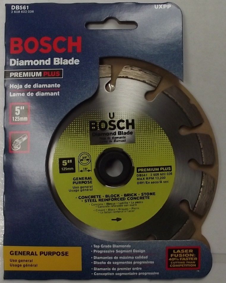 Bosch DB561 Premium Plus 5" Dry Cutting Laser Fusion Segmented Diamond Saw Blade