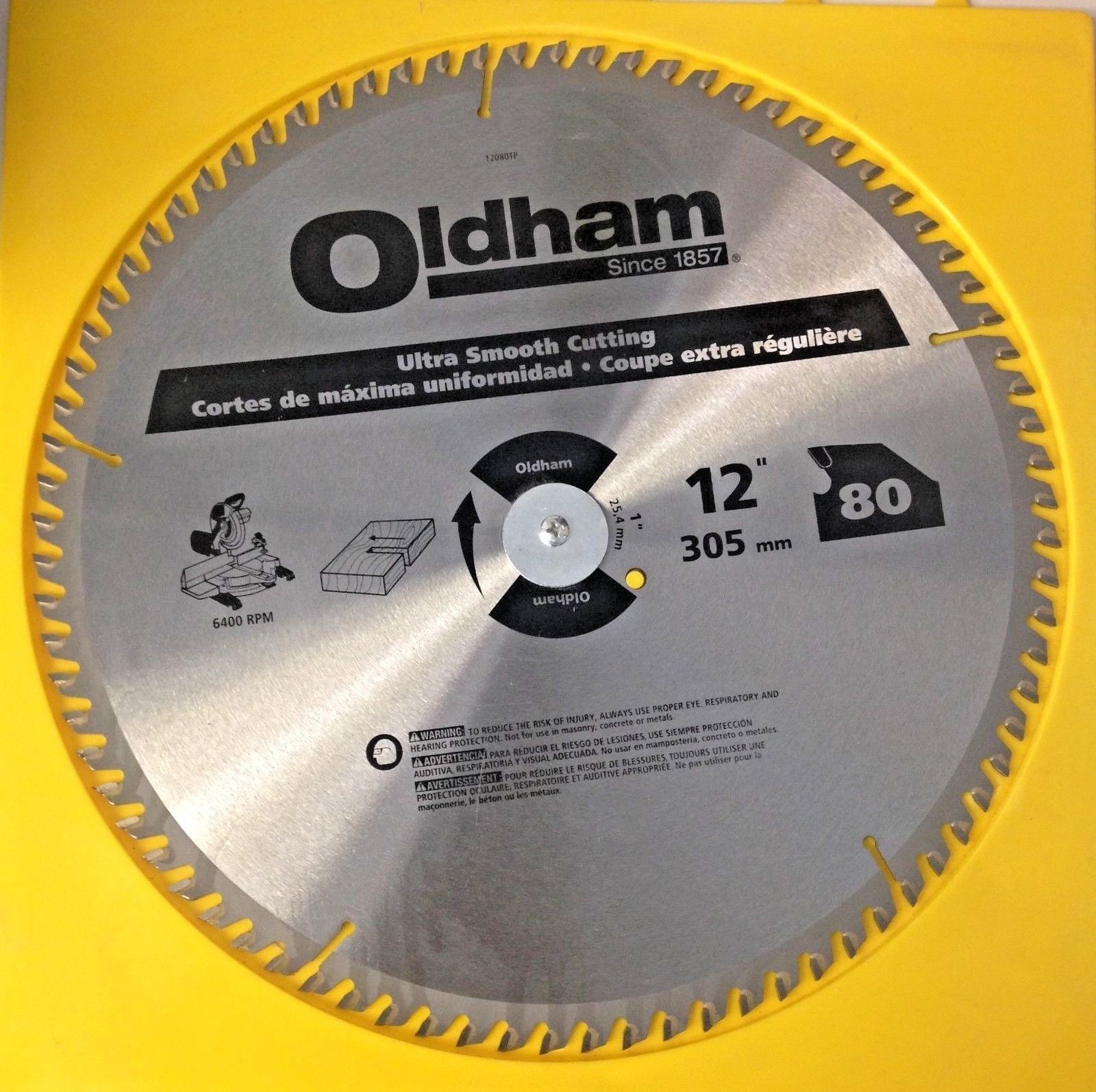 Oldham 12080TP 12" x 80 Tooth ATB Trim & Finishing Saw Blade With 1" Arbor
