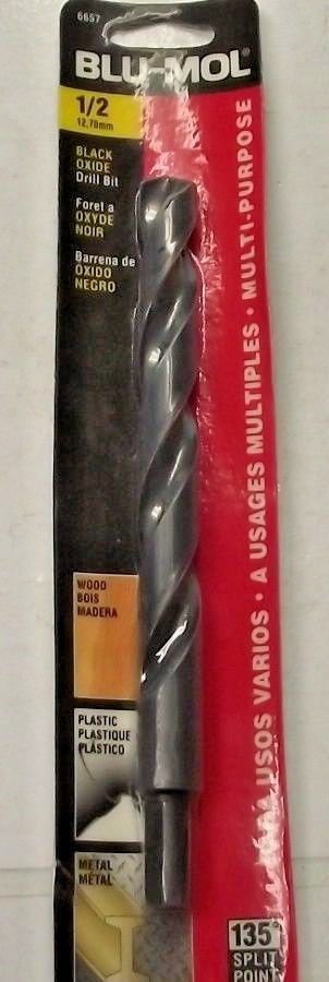 Blu-Mol 6657 1/2" High Speed Black Oxide Drill Bit