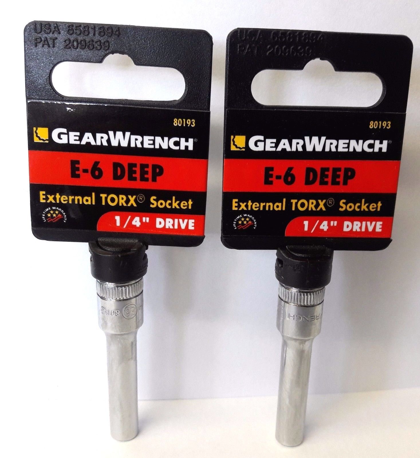 GearWrench 80193 1/4" Drive Deep External Torx Socket - E-6 2PCS