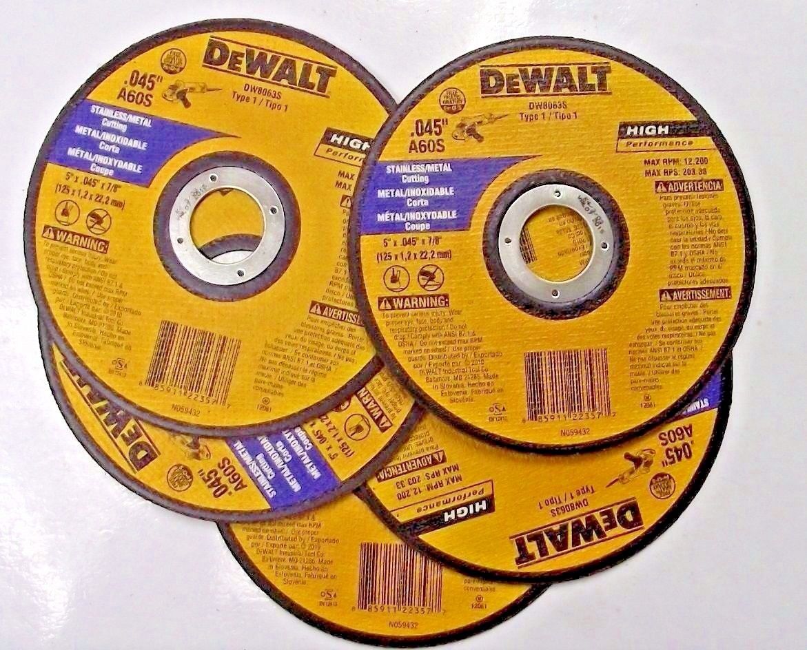 Dewalt DW8063S Stainless & Metal Thin Cutoff Wheels 5" x.045" x 7/8" 5-Pack