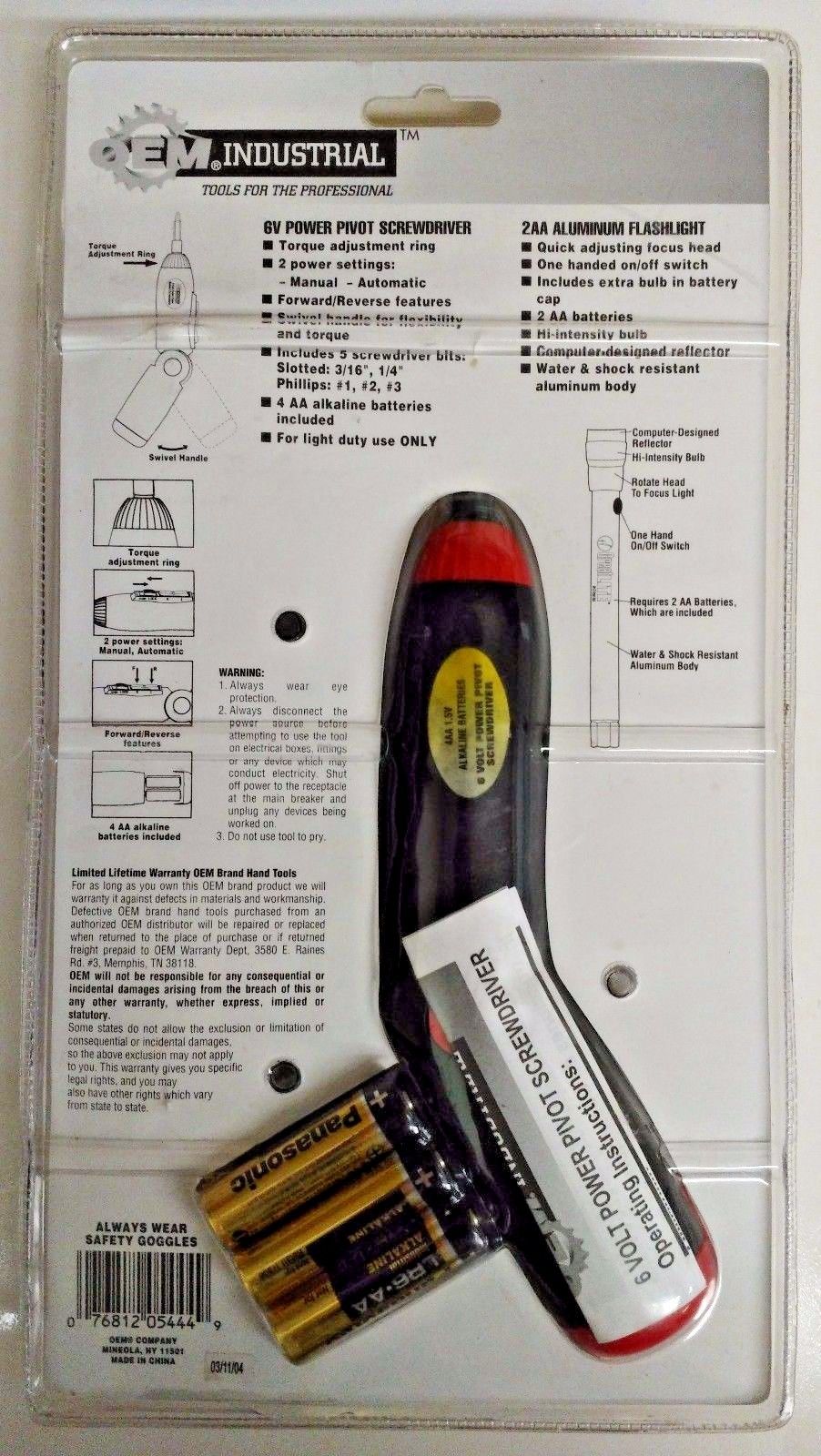 OEM Industrial 6V Screwdriver & Flashlight Set PSD12