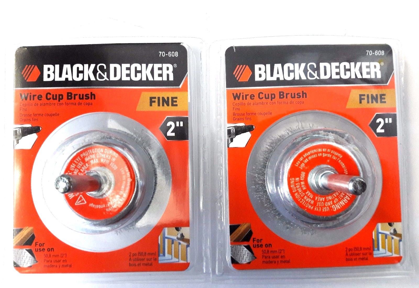 Black & Decker 2" Fine Wire Cup Brush With 1/4" Shank 70-608 2PKS