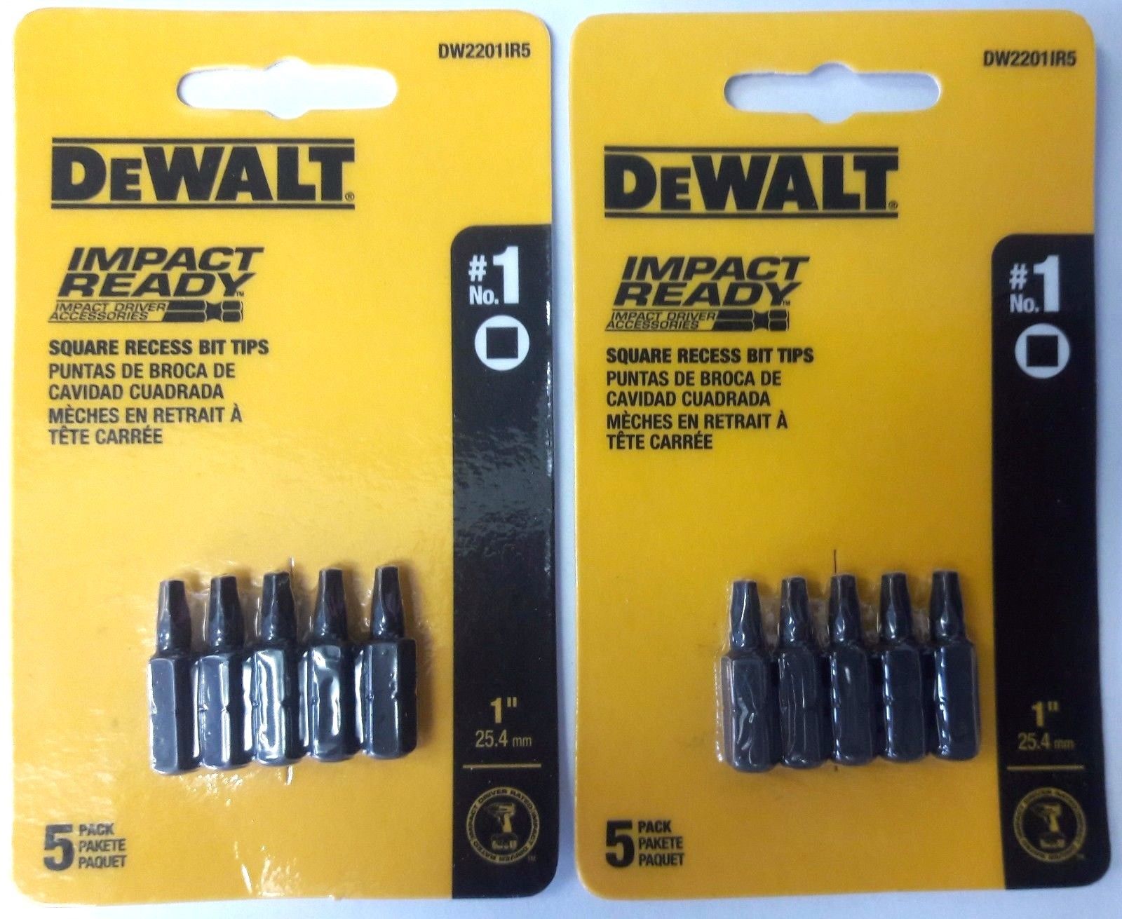 Dewalt DW2201IR5 #1 Square Impact Ready Drive Bits 2-5 Pks