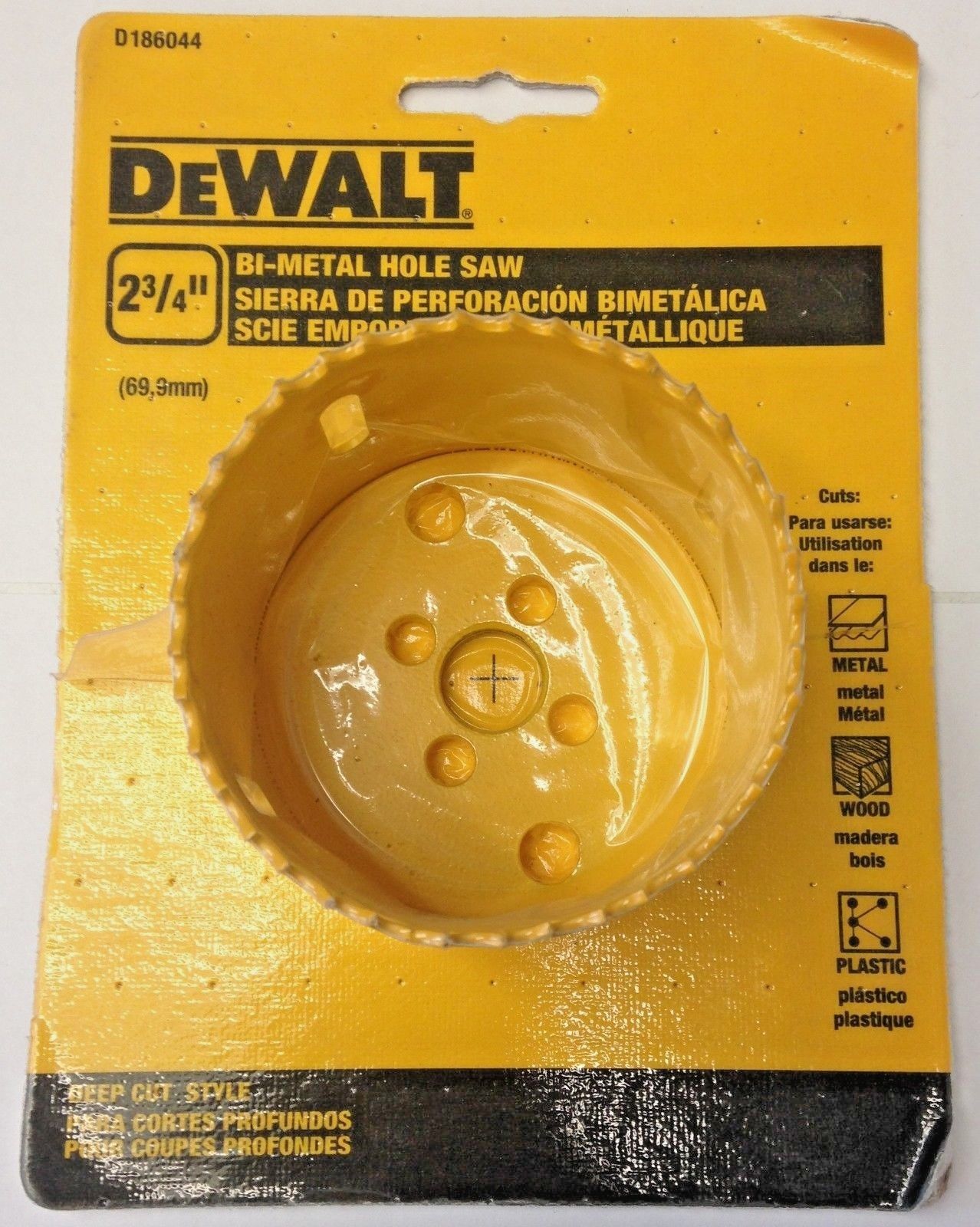 Dewalt D186044 2-3/4" Bi-Metal Hole Saw For Metal, Wood & Plastic USA