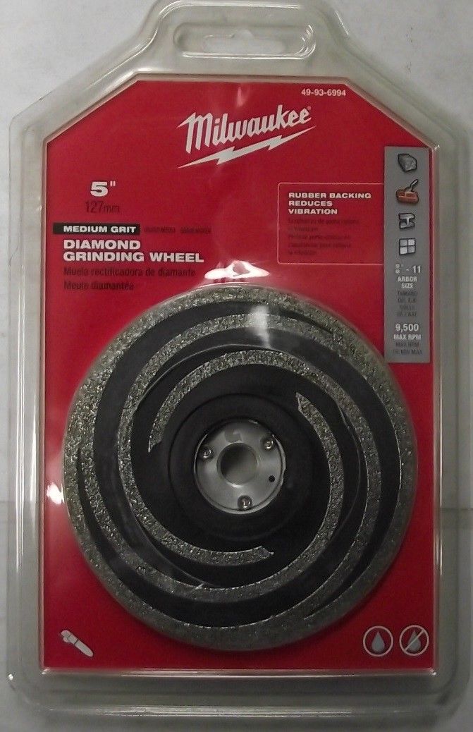 Milwaukee 49-93-6994 5" Diamond Grinding Wheel Medium Italy