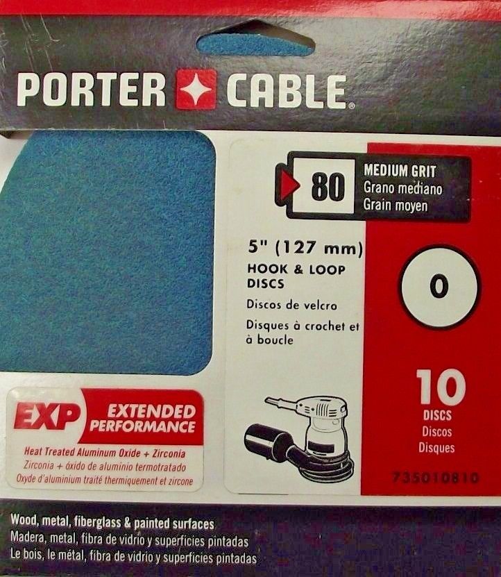 Porter-Cable 735010810 5-Inch Hook and Loop Exp No Hole 80G Disc (10-Pack) Sand