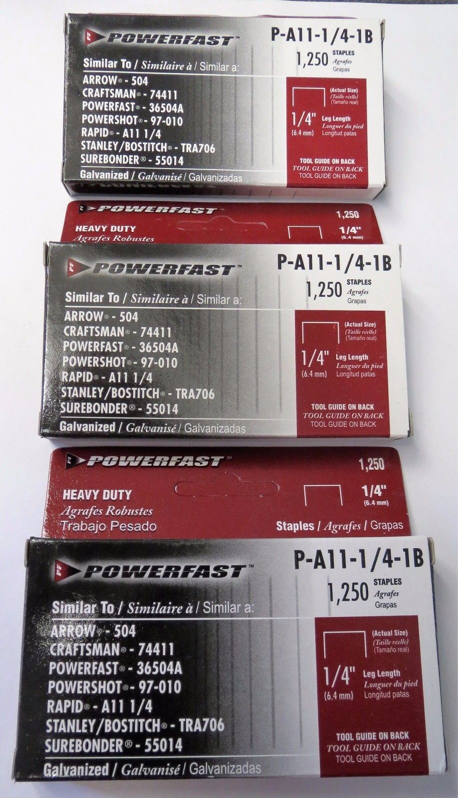 Powerfast P-A11-1/4-1B Heavy Duty Staples 1/4" T-50 Size (3 BOXES)