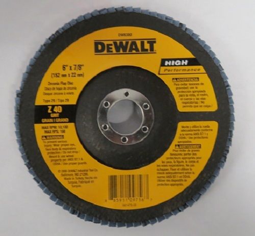 Dewalt DW8380 6" X 7/8" Zirconia Flap Disc Z 40 Grit
