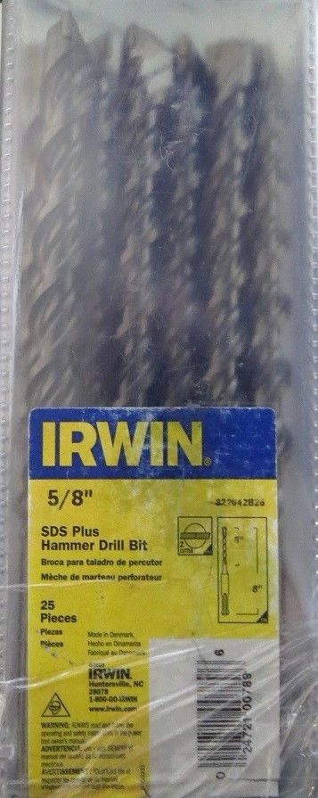 Irwin 322042B25 5/8" X 6" X 8" SDS+ Hammer Drill Bit 25 Pack (Damaged Package)