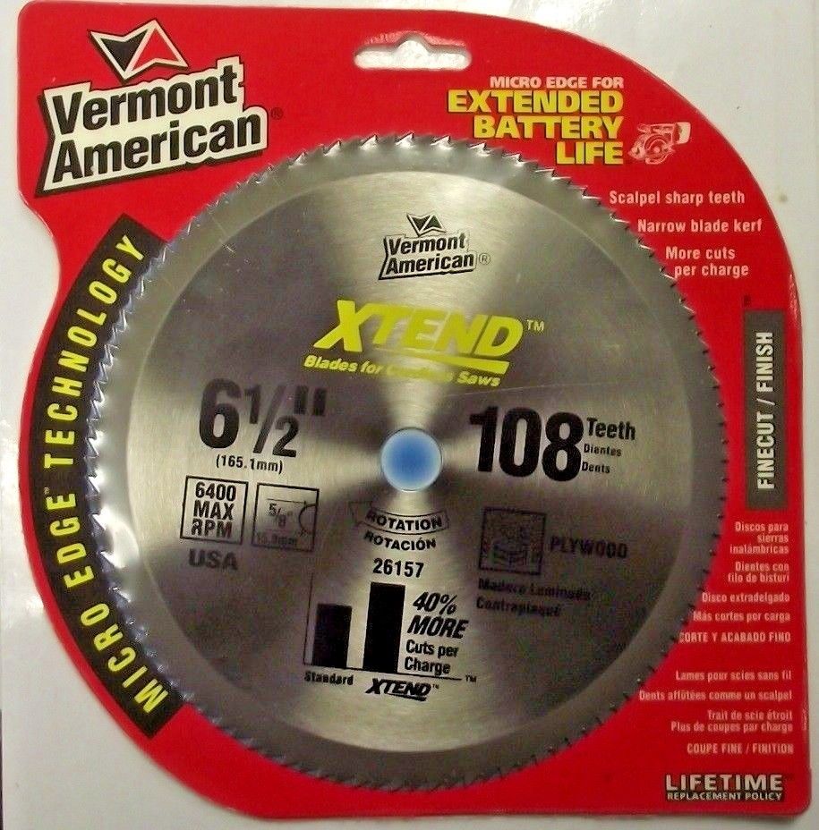 Vermont American 26157 6½ x 108 Teeth XTEND Cordless Saw Blade