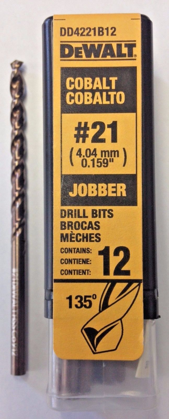 DeWalt DD4221B12 #21 Wire Cobalt Jobber Drill Bits 12 Pack Germany
