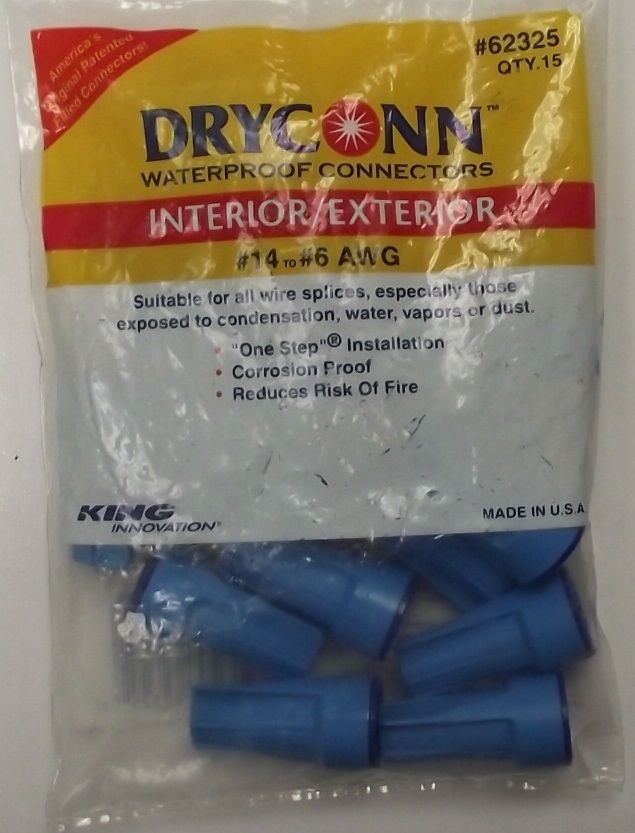 Dryconn 62325 Waterproof connector #14 to #16 AWG 15pcs. USA