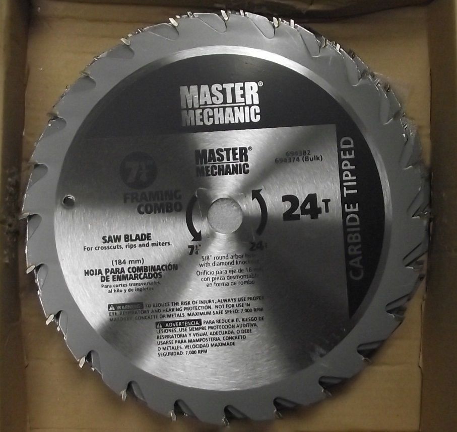 Master Mechanic 4935338 7-1/4" x 24 Tooth Carbide Saw Blade 10pcs.