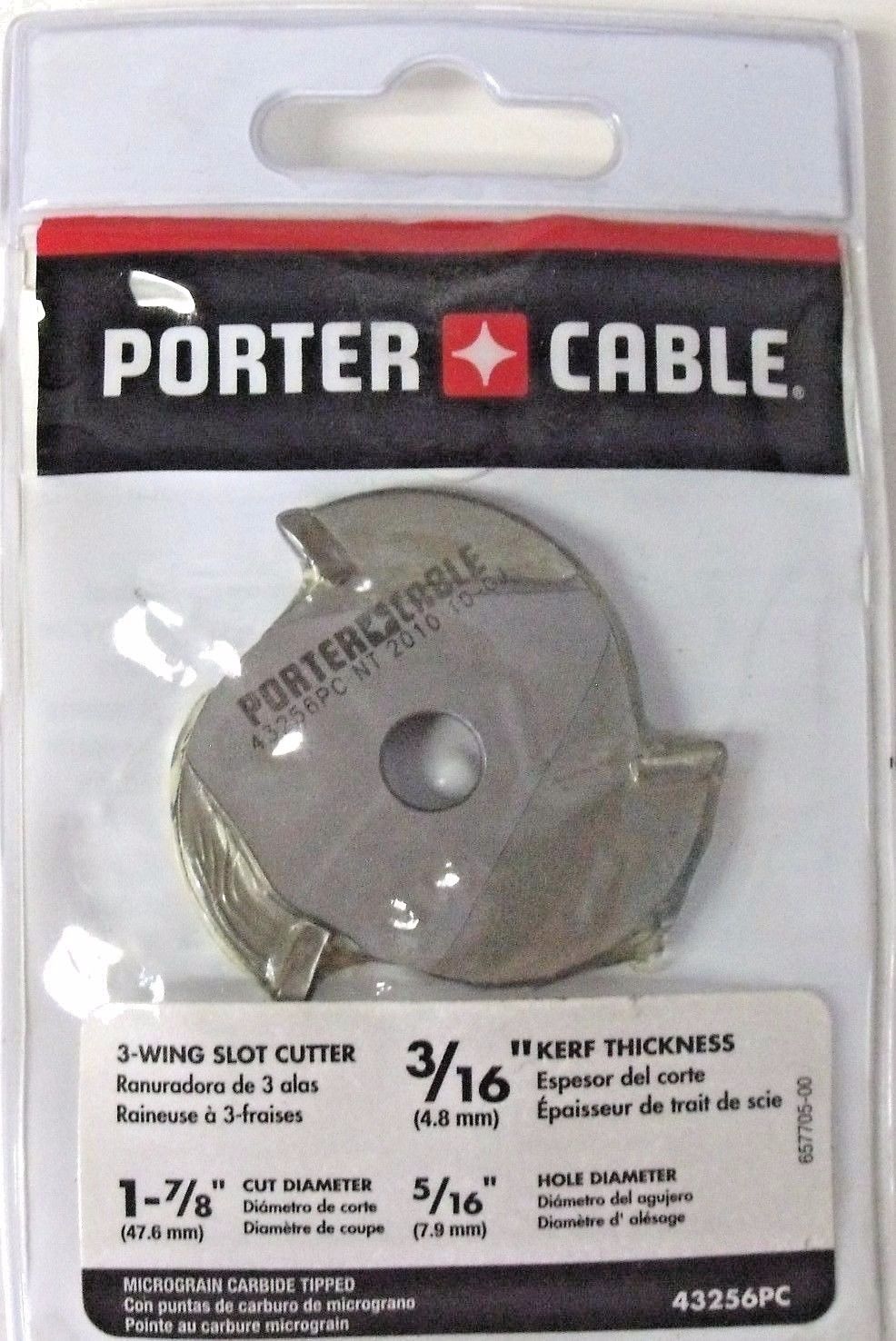 Porter Cable 43256PC 3/16" 3 Wing Slot Cutter  1/4" Shank