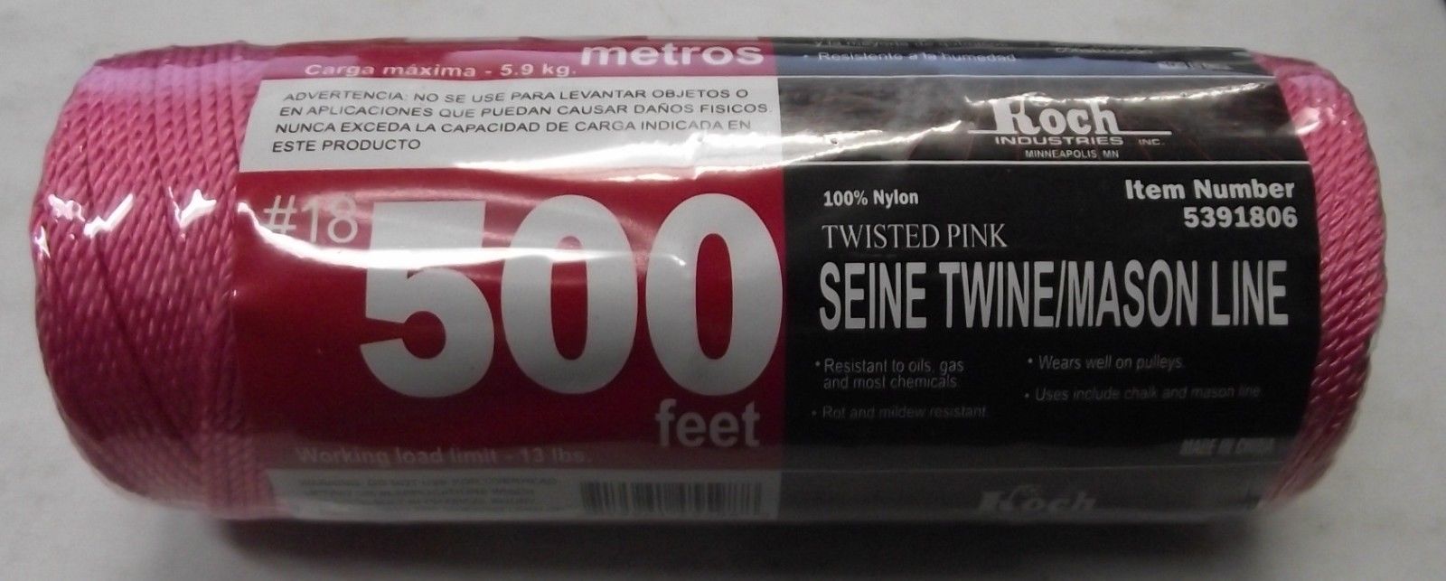 Koch Industries 5391806 Nylon Twisted Pink Mason Line #18 By 500 Feet