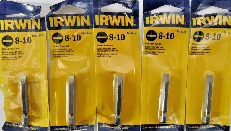 Irwin 3521111C 8-10 Slotted Power Bits 5 Packs