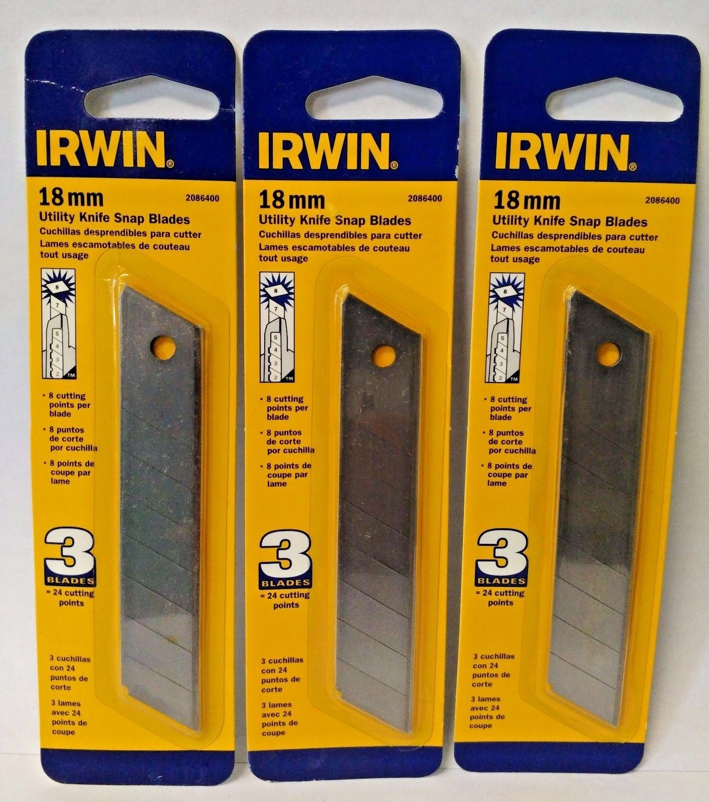 Irwin Industrial Tools 2086400 18MM Utility Knife Snap Blades 3PKS