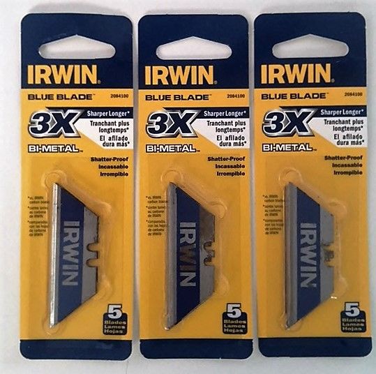 Irwin 2084100 5pc Utility Knife Bi-Metal Blue Blade (3 Packs)