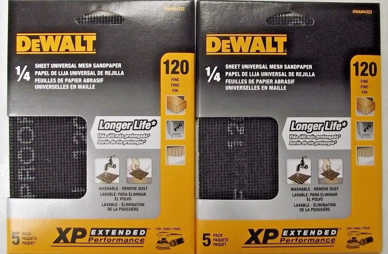 DEWALT DWAM4323 120 Grit 1/4 Sheet Mesh Sandpaper 2-5pks. (10 Sheets)