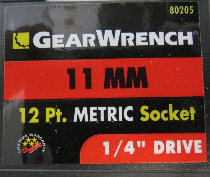 GearWrench 80205 11mm 12 Point 1/4" Drive Socket 2 Packs