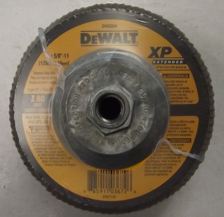 DEWALT DW8264 5" x 5/8"-11 80-Grit Extended Performance Flap Discs 5PK