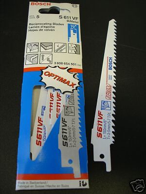 Bosch S611VF 6" x 5/7 TPI Bi-Metal Reciprocating Saw Blades 5 Pack Switzerland