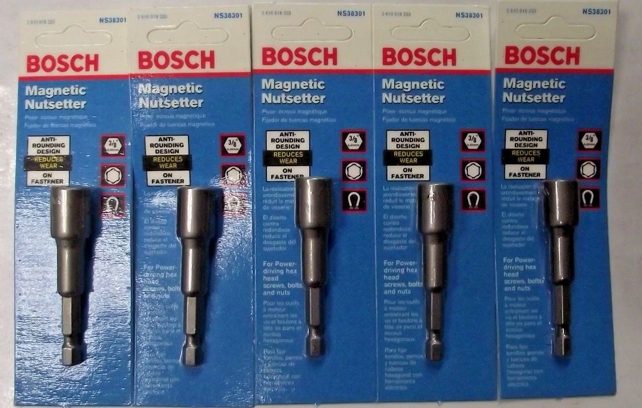 Bosch NS38301 3/8" x 2-9/16" Magnetic Nutsetter 1/4" Shank 5pcs USA