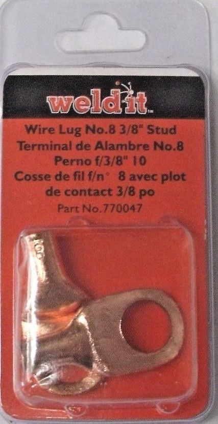 Hobart 770047 Wire Size 8 - Stud Size 3/8-Inch Cable and Wire Lug