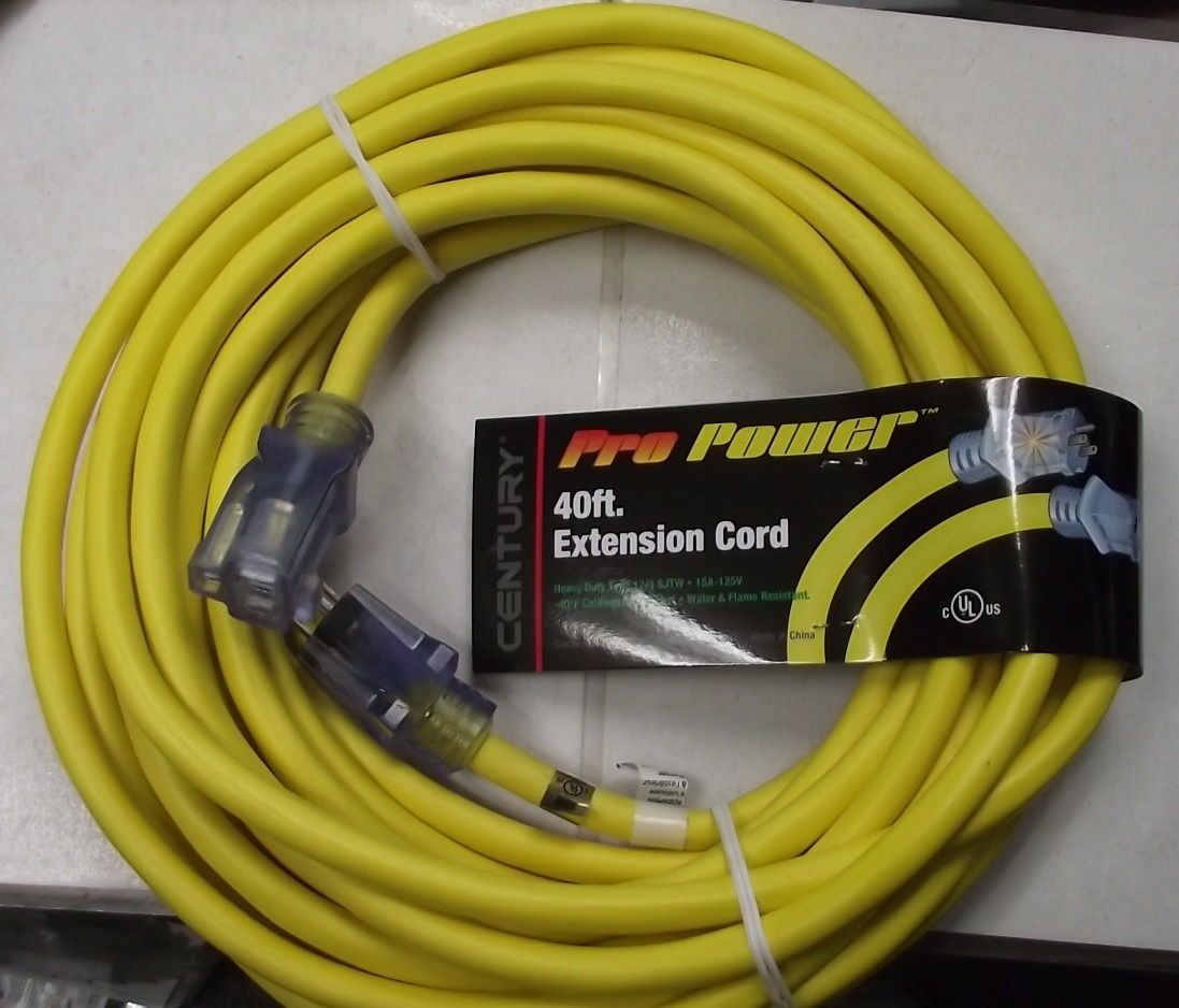 Century Pro Power D16612040 12/3 40ft Heavy Duty Lighted Extension Cord