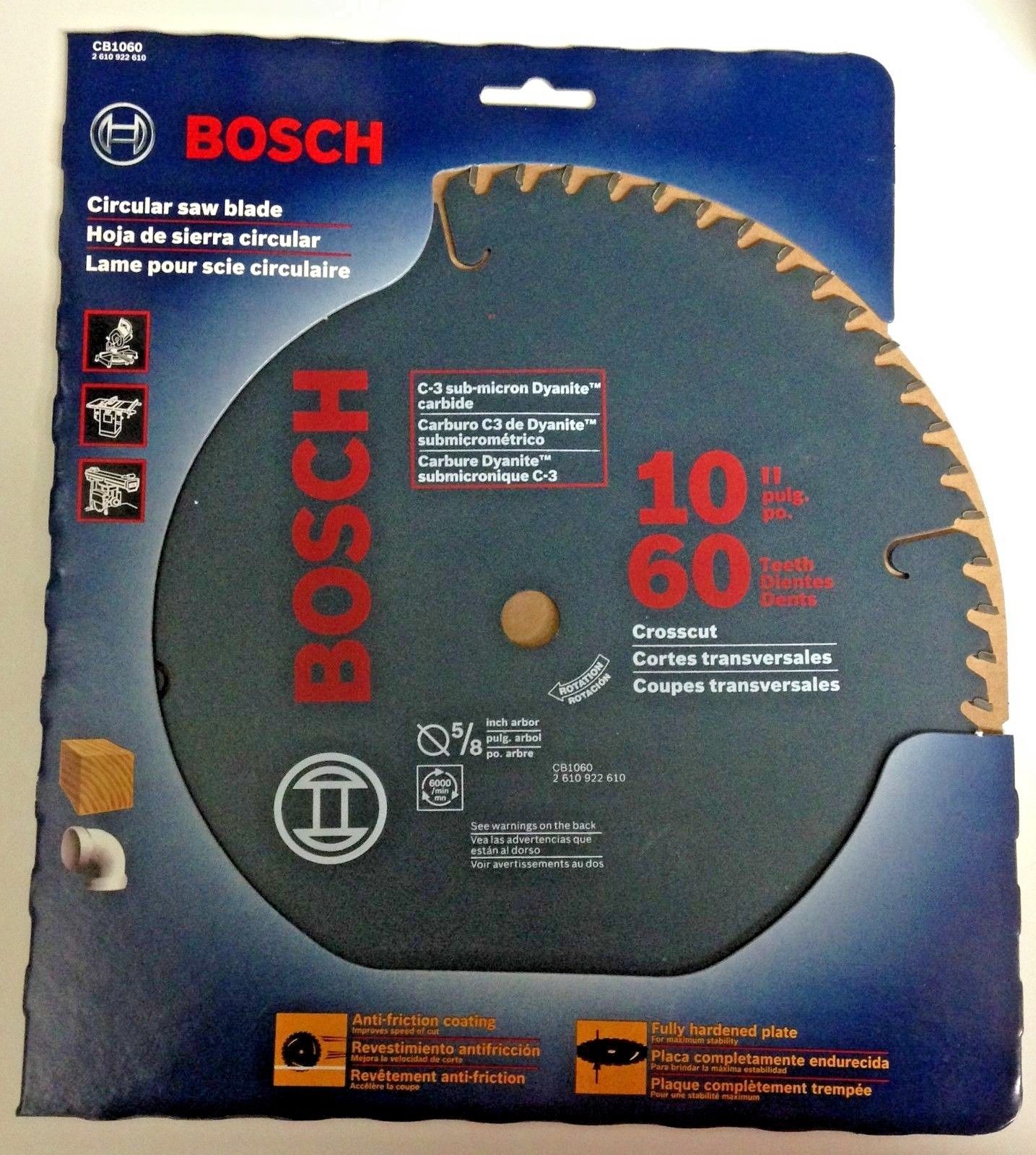 Bosch CB1060 10" x 60 Teeth Crosscut Circular Saw Blade With 5/8" Arbor