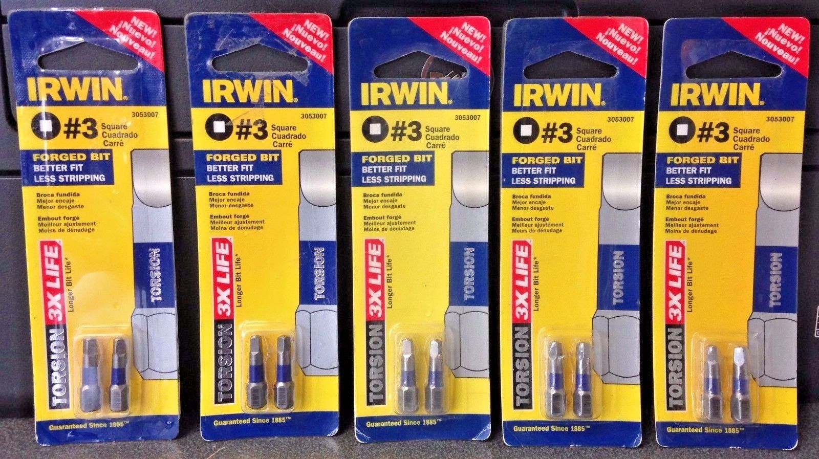 Irwin 3053007 2 Pack #3 Square Recess 1" Torsion Insert Bits (5 Packs of 2 Bits)