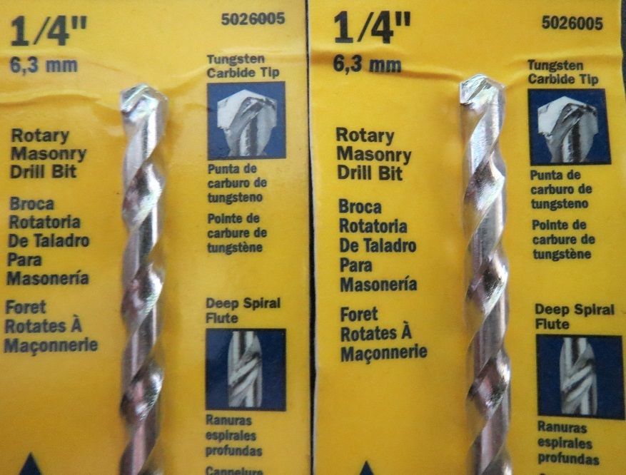 Irwin 5026005 1/4" X 13" Rotary Masonry Drill Bit 2 Packs