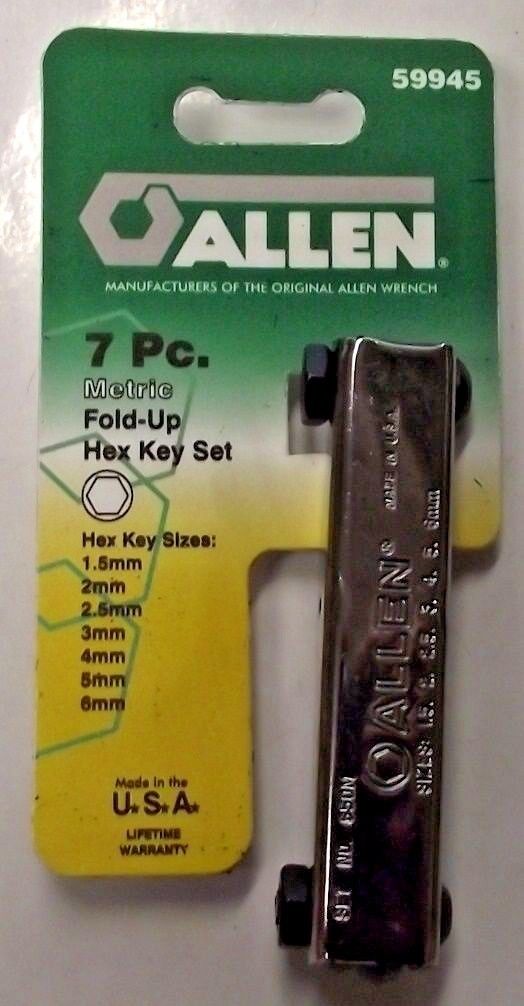 Allen 59945 7pc Metric Hex Key Set Fold-up Set USA