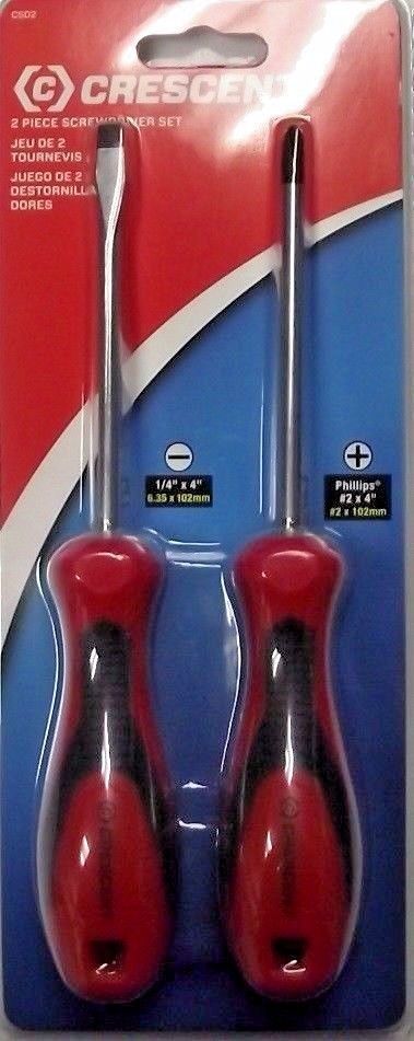 Crescent CSD2 Cushion Grip Screwdriver Set Phillips Straight  Red/Black 2-Piece