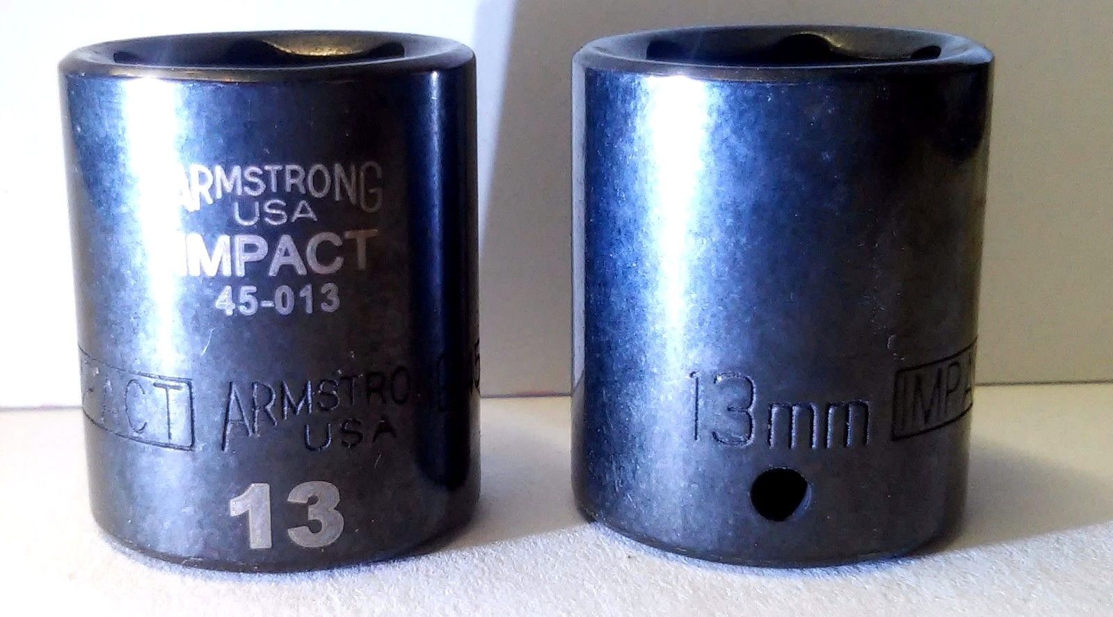 Armstrong 1/4" Dr 13mm Impact Socket USA 45-013 2PCS