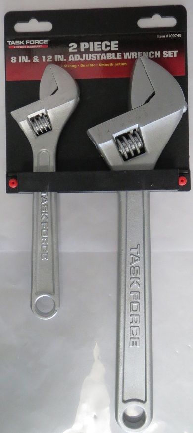Task Force 32902 2 Piece Adjustable Wrench set