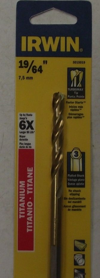 Irwin 3015019 19/64 Titanium Turbomax Drill Bit