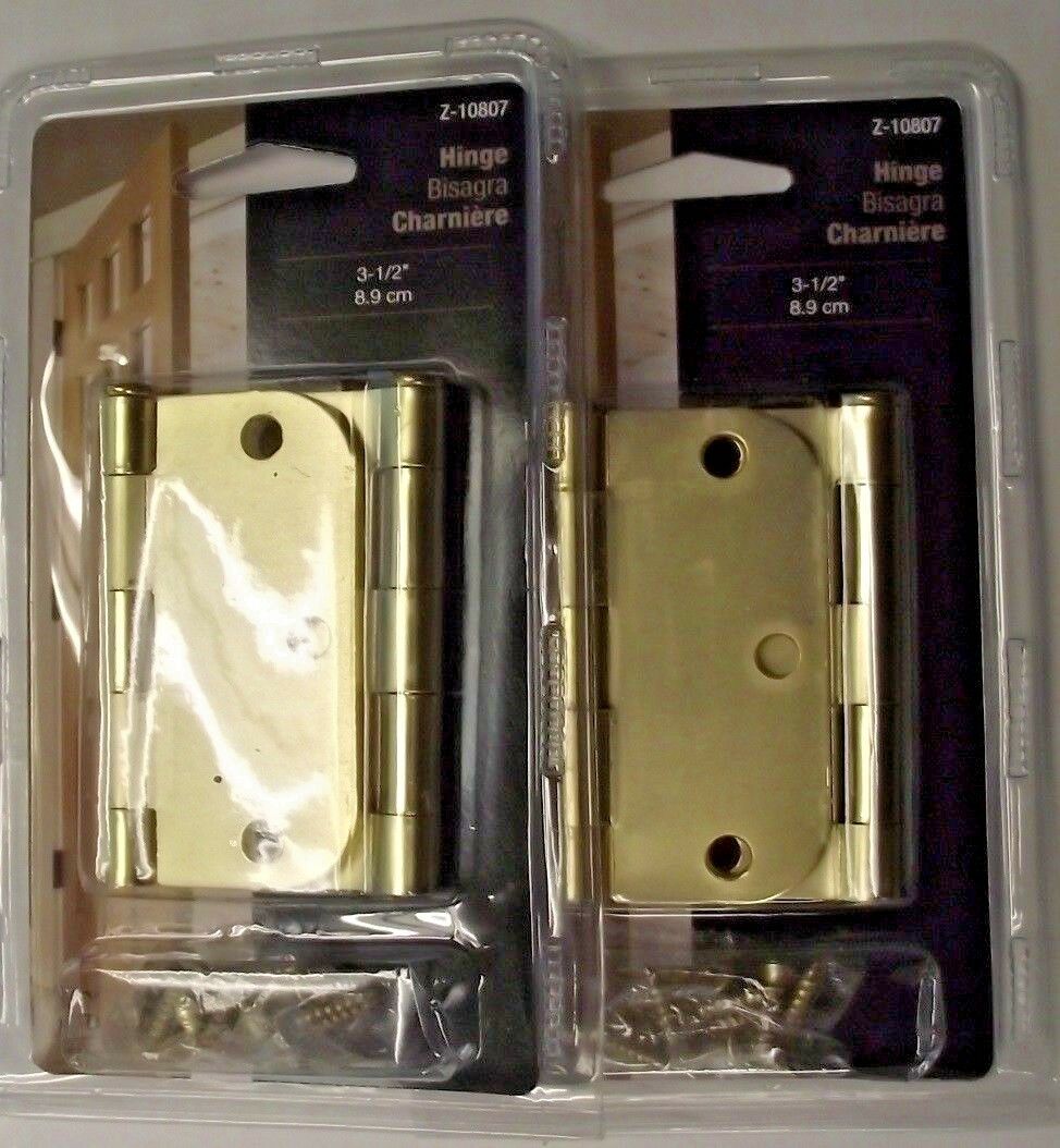 PLPCI Z-10807 3-1/2" Brass Plated Door Hinges 2-2packs